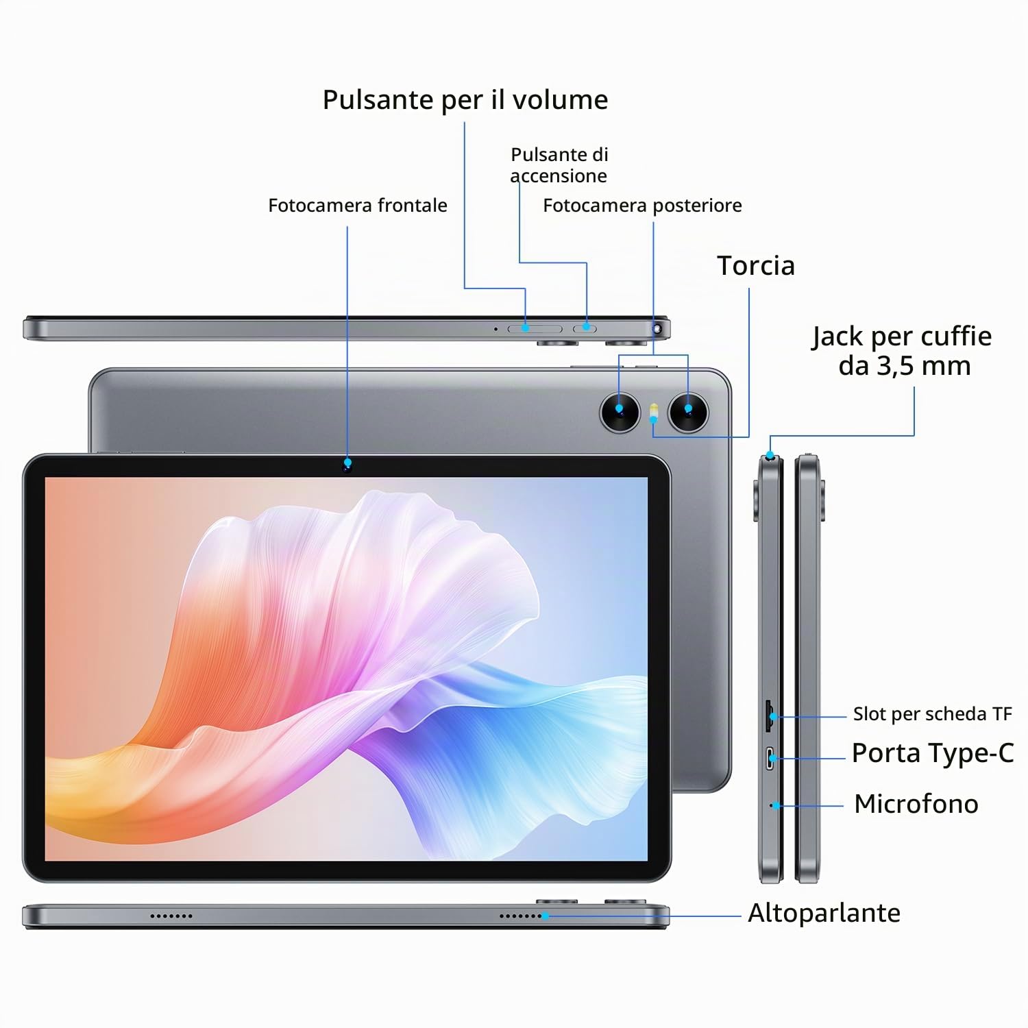 SVITOO Tablet, 10 Pollici, Android 16 con Tastiera, Penna, Custodia e Mouse, 20 GB RAM+128 GB ROM, Octa-core, 1280 x 800 HD, 6600 mAh (con NTC), Widevine L1, 8 MP+2 MP, 2,4 G+5 G, WiFi, GPS (Grigio)