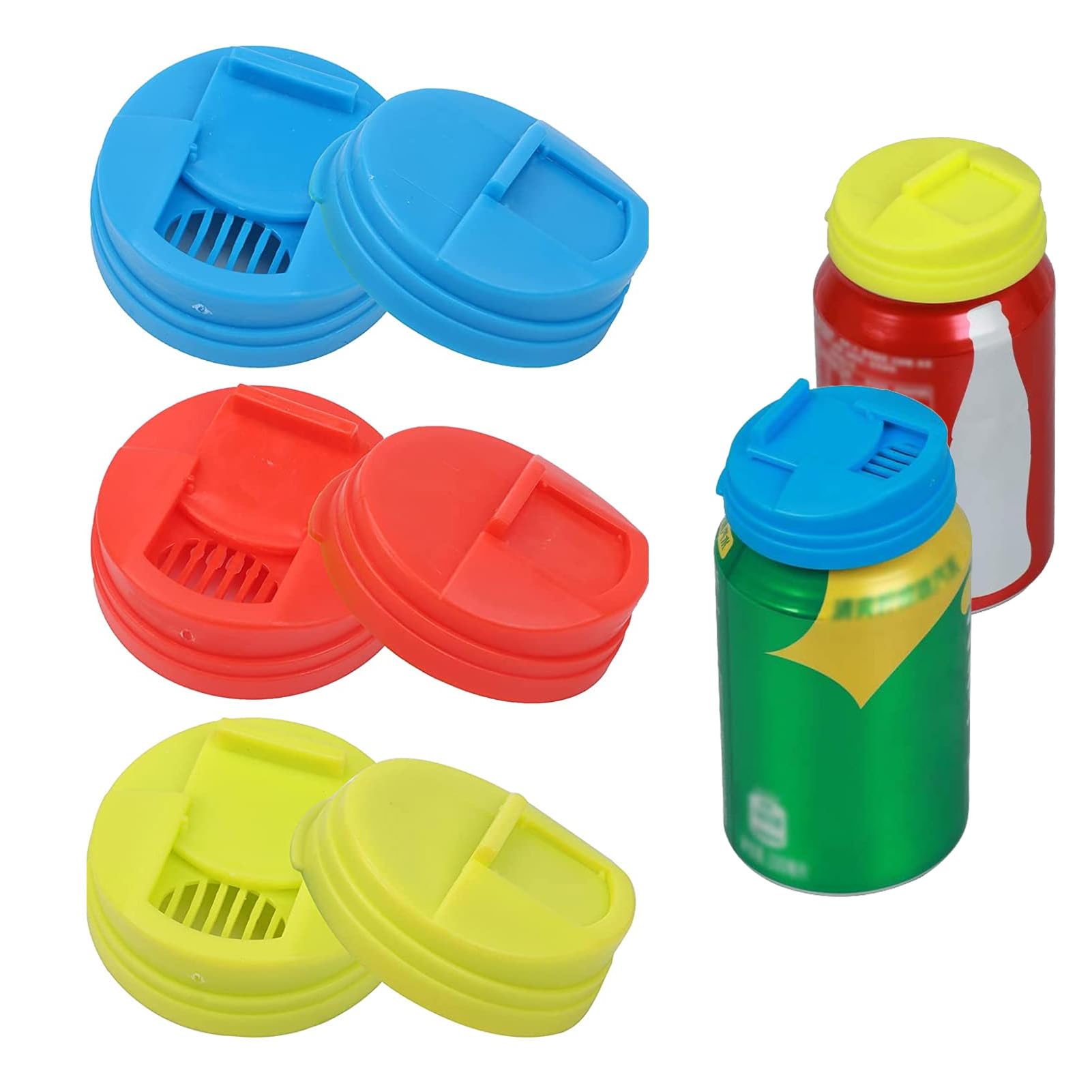 6 Pack Silicone Soda Can Lids,Reusable Beer Coke Can Covers Spill-Proof Food Grade Can Tops,Keeps It Fizzy,for Standard Size Cans Soda/Beer/Energy Drink/Juice/Coke