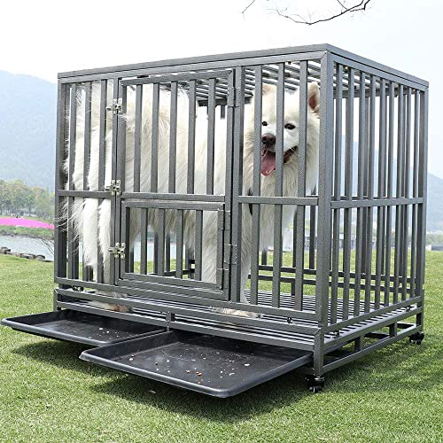 Smonter 42" Heavy Duty Strong Metal Dog Cage Pet Kennel Crate Playpen Wheels,I Shape, Silver … … #TOP6