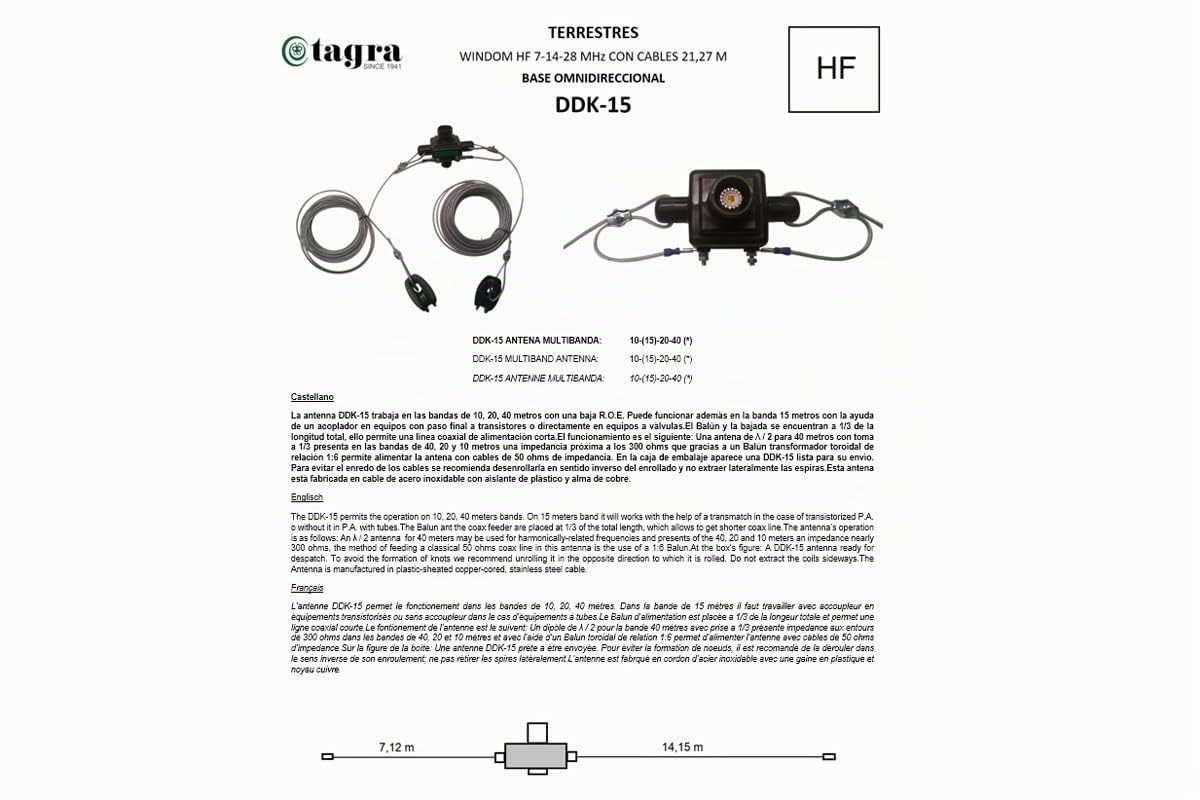 Tagra Ddk-20 - Antenna Filare Windom 10-15-20-40-80 M.