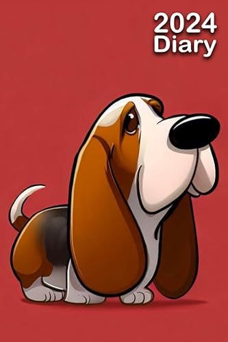 2024 Diary: Basset Hound | A5 Week to View Dated from Jan 2024 to Dec 2024 | Weekly Planner Agenda Personal Organiser