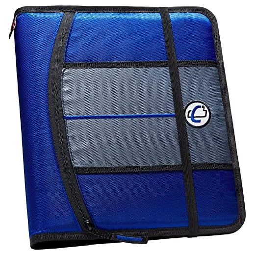Case-it 1-Inch 3-Ring Binder, 5-Tab, 6-Pocket, Blue (SLIM-621-FN-Blu)