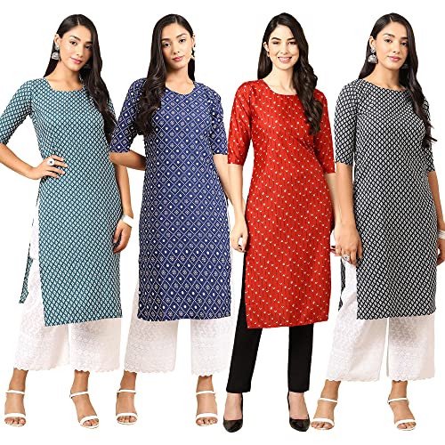 Image of Pinkmint Women's Crepe Digital Print Straight Kurta (RM-348-370-360-366)