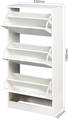 Miniatura 2 de Armario de almacenamiento de zapatos con 3 puertas abatibles, armario de zapatos de entrada moderno LERFAN para sala de estar, 20.94 x 9.45 x 43.11