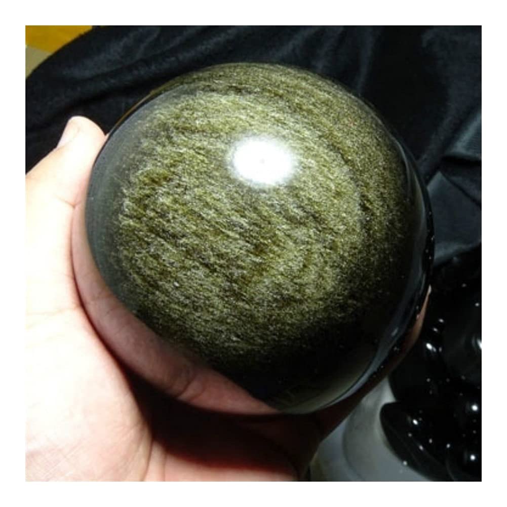 Artesanías de Piedra Bola de Masaje de Bola de Cristal de obsidiana de Plata Natural Bola mágica Joyería de Feng Shui 1pc (Size : 40mm)