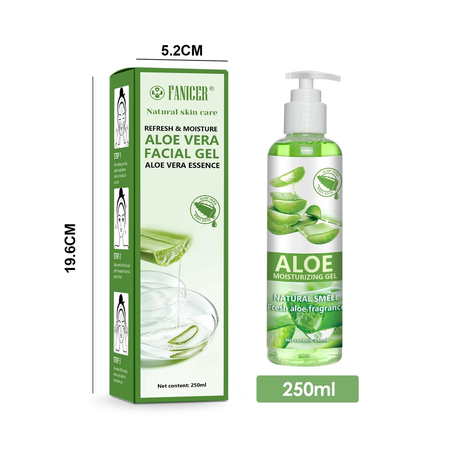 250 ml Gel d’aloe vera,Crème soin rafraîchissant&apaisant pour la peau,formule hydratante douce,nourrissant visage et corps,Pour une utilisation régulière sur peau sèche ou exposée