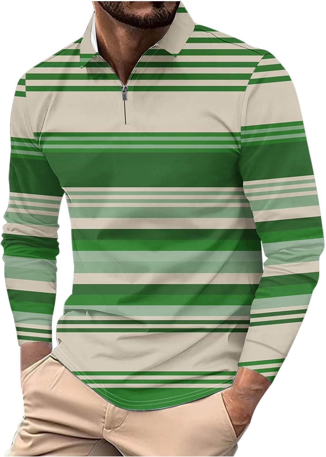 Casual Striped Printed Pullover for Men Long Sleeve Athletic Workout Sports T Shirts Loose Fit Fashion Tops