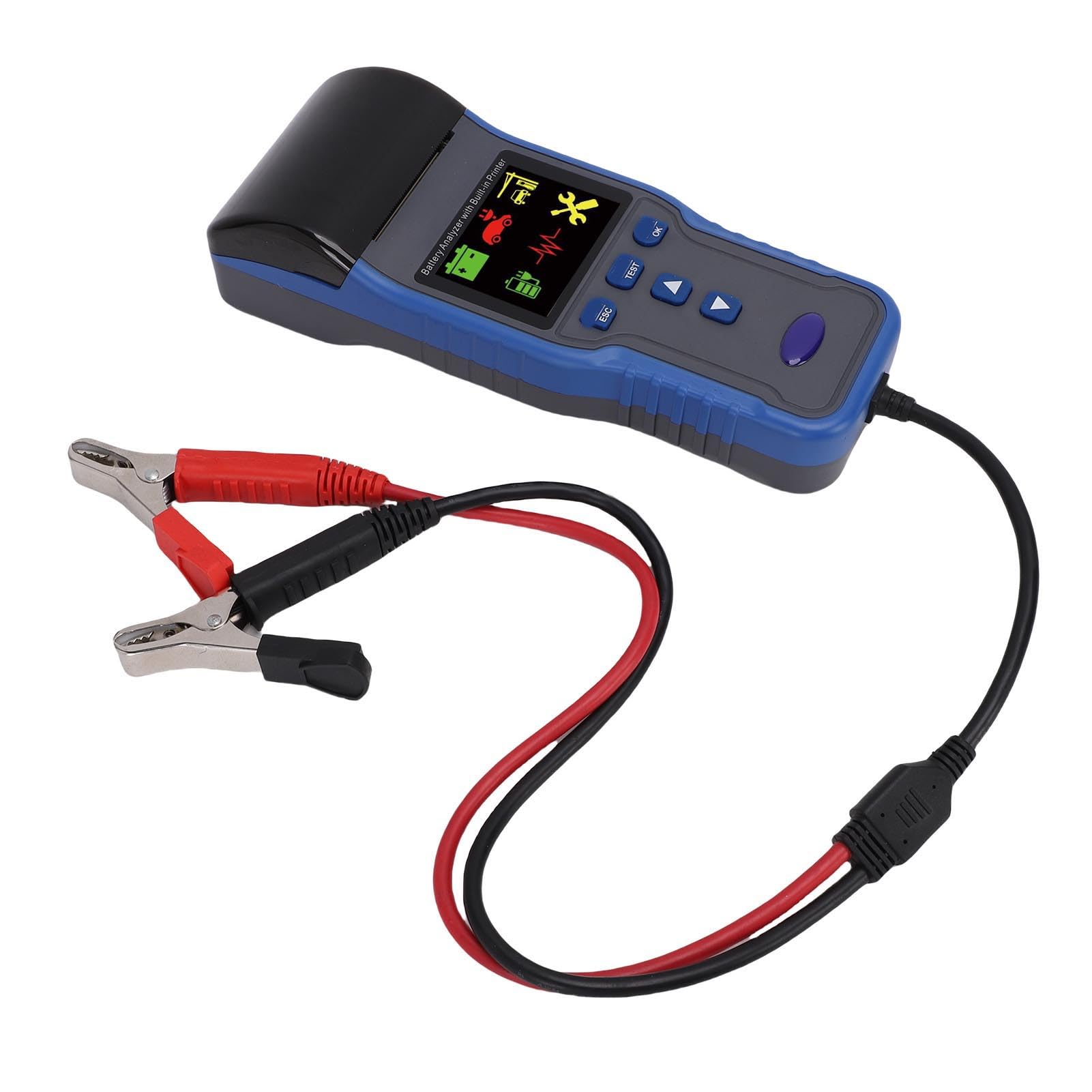 YWBL-WH Tester Batteria per Auto 12V 24V, Materiale ABS, Tester di Carico Batteria con Riconoscimento Automatico con Stampante, Misurazione della Tensione per Veicoli, Camion, Motociclette, Barche