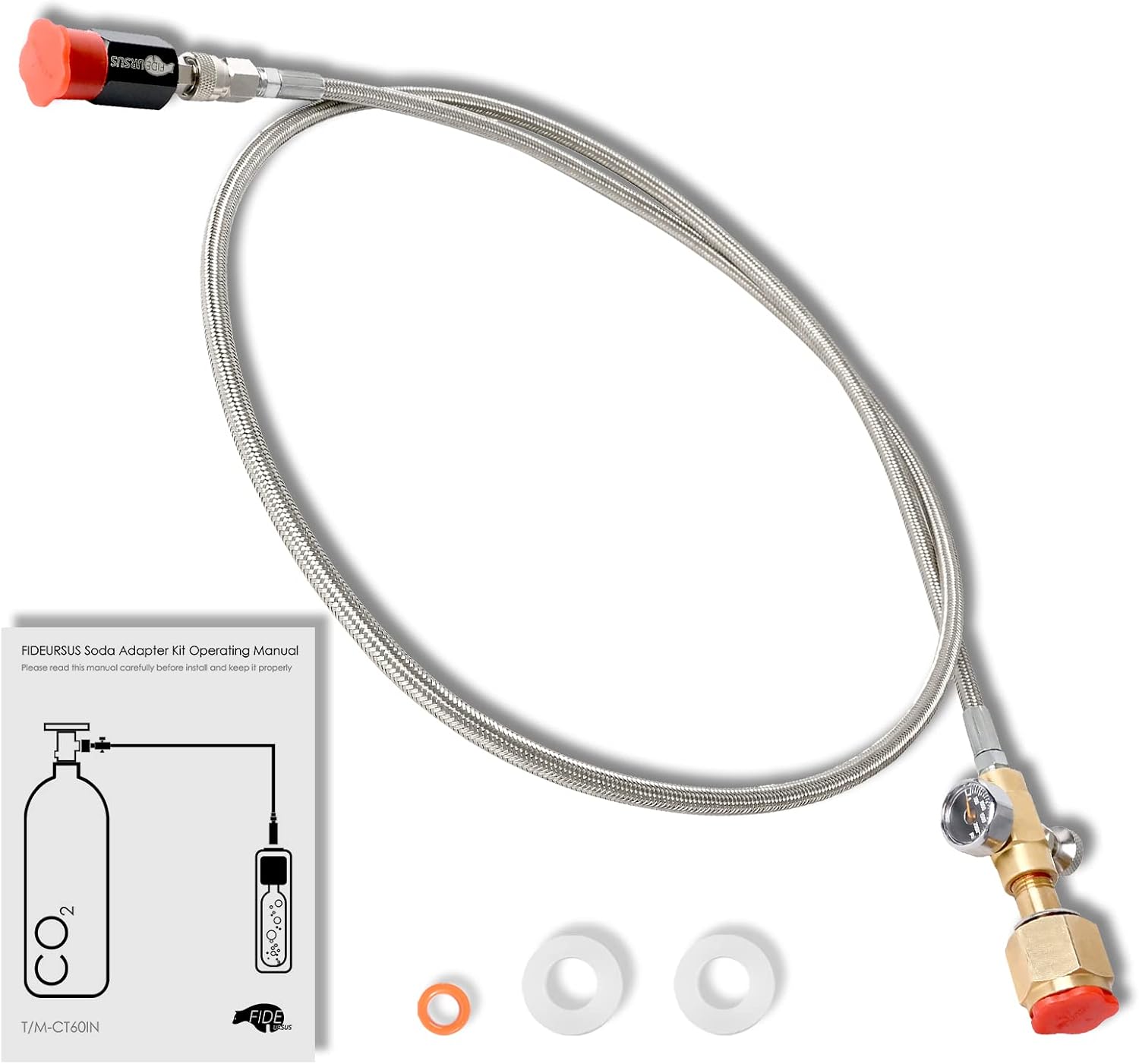 FIDEURSUS Upgraded Soda Adapter Hose Kit, CGA320 to TR214 for Soda