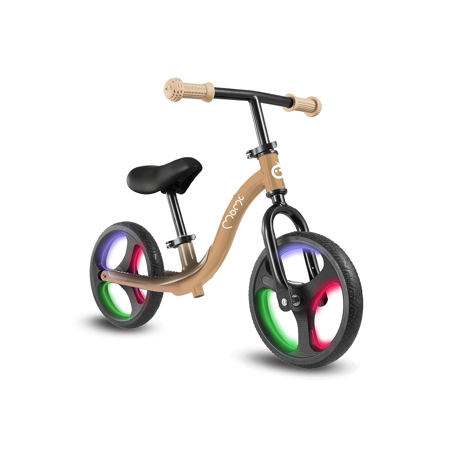 Momi Bicicletta senza pedali ISOKA per bambini 2+ anni (max 35 kg), telaio in metallo leggero 3,​5 kg, regolazione altezza manubrio e sella senza attrezzi, ruote in gomma TPR con LED