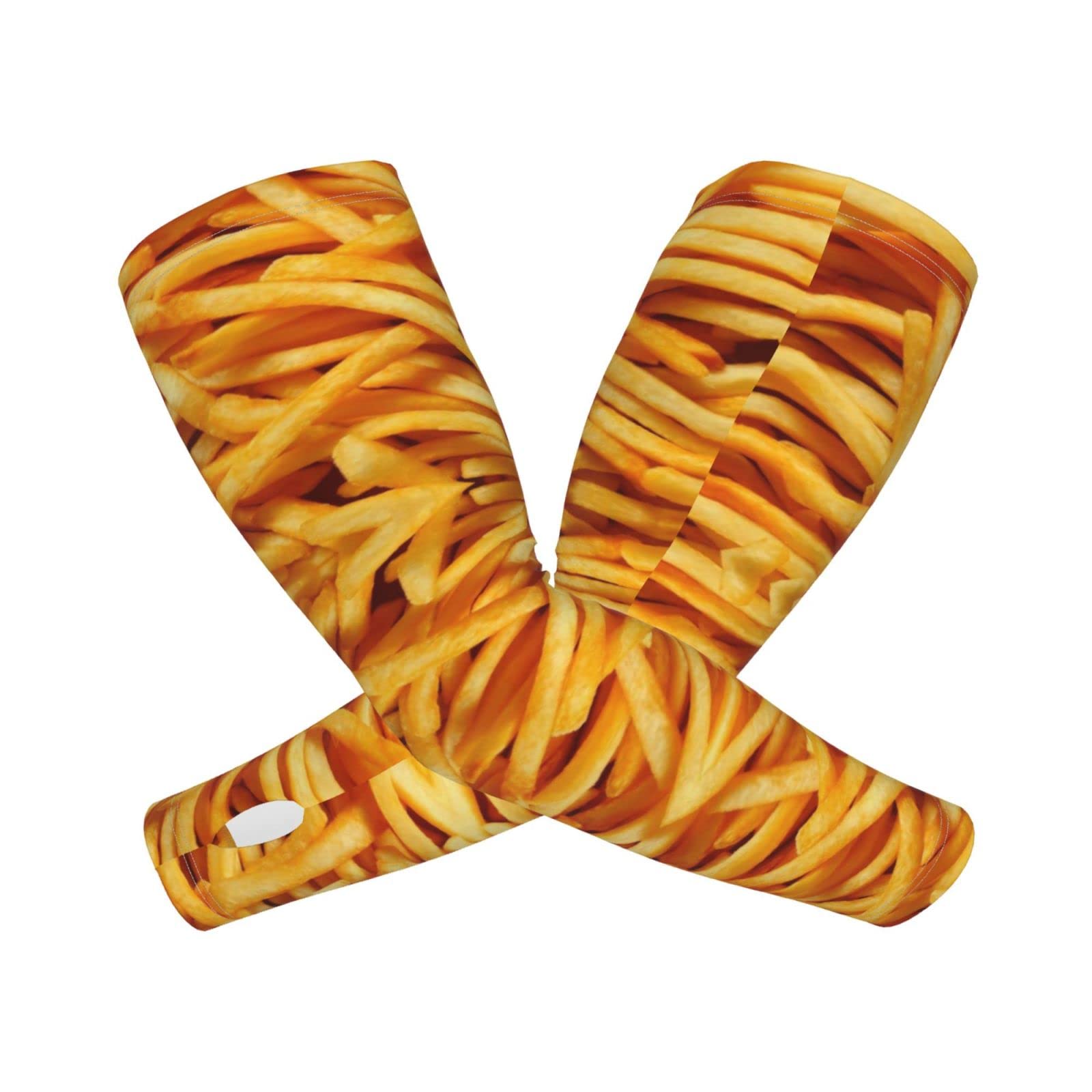 Sun Protection Cooling Arm Sleeves With Thumb Holes French Fries Gardening Outdoors Sports Workouts Sunscreen Arm Sleeves