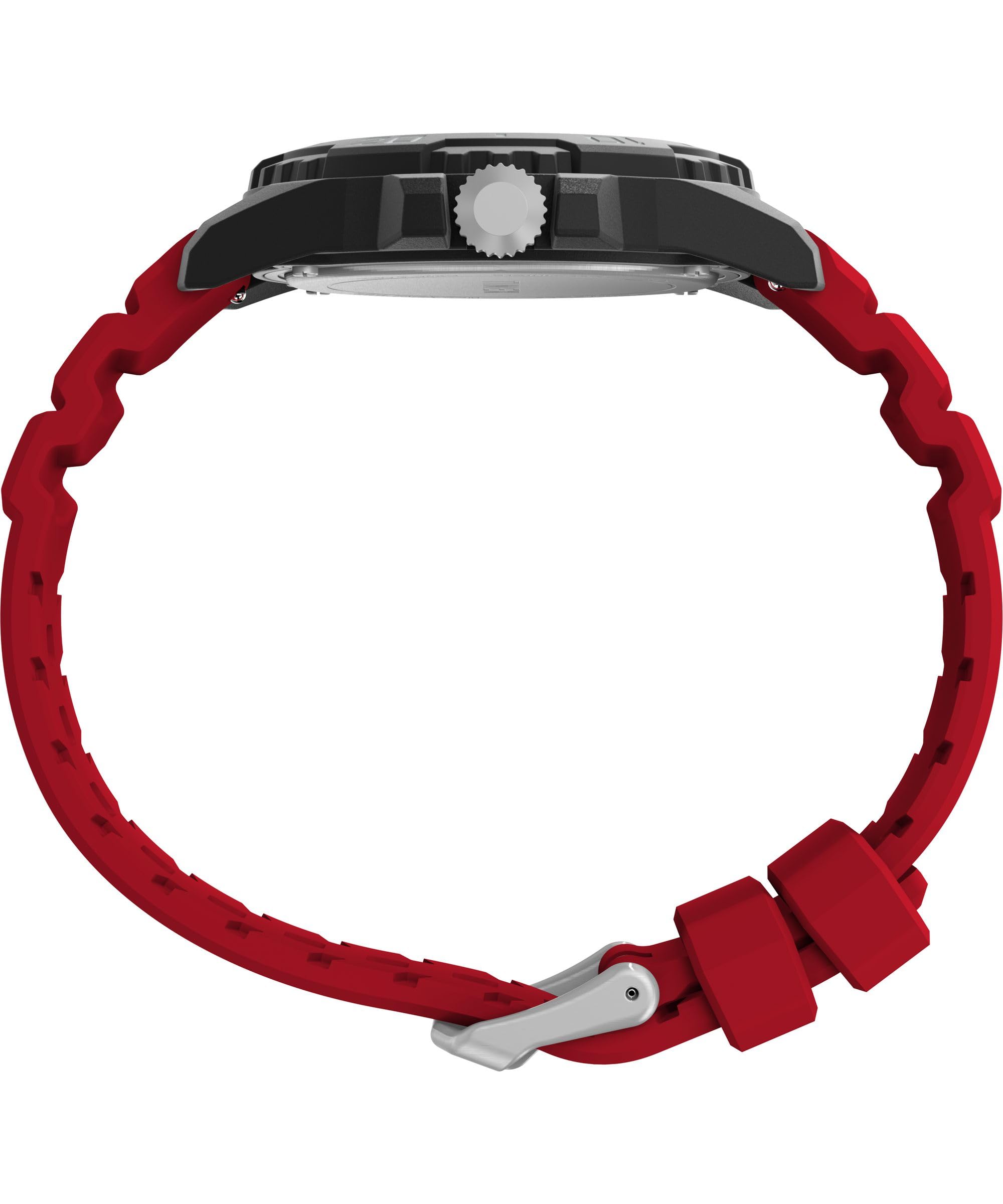 Timex Reloj Diver para hombre de 42 mm, correa roja, esfera negra, caja negra, Rojo -