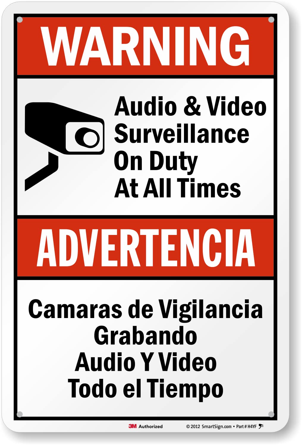 Snapklik.com : SmartSign 18 X 12 Inch Warning - Audio & Video ...