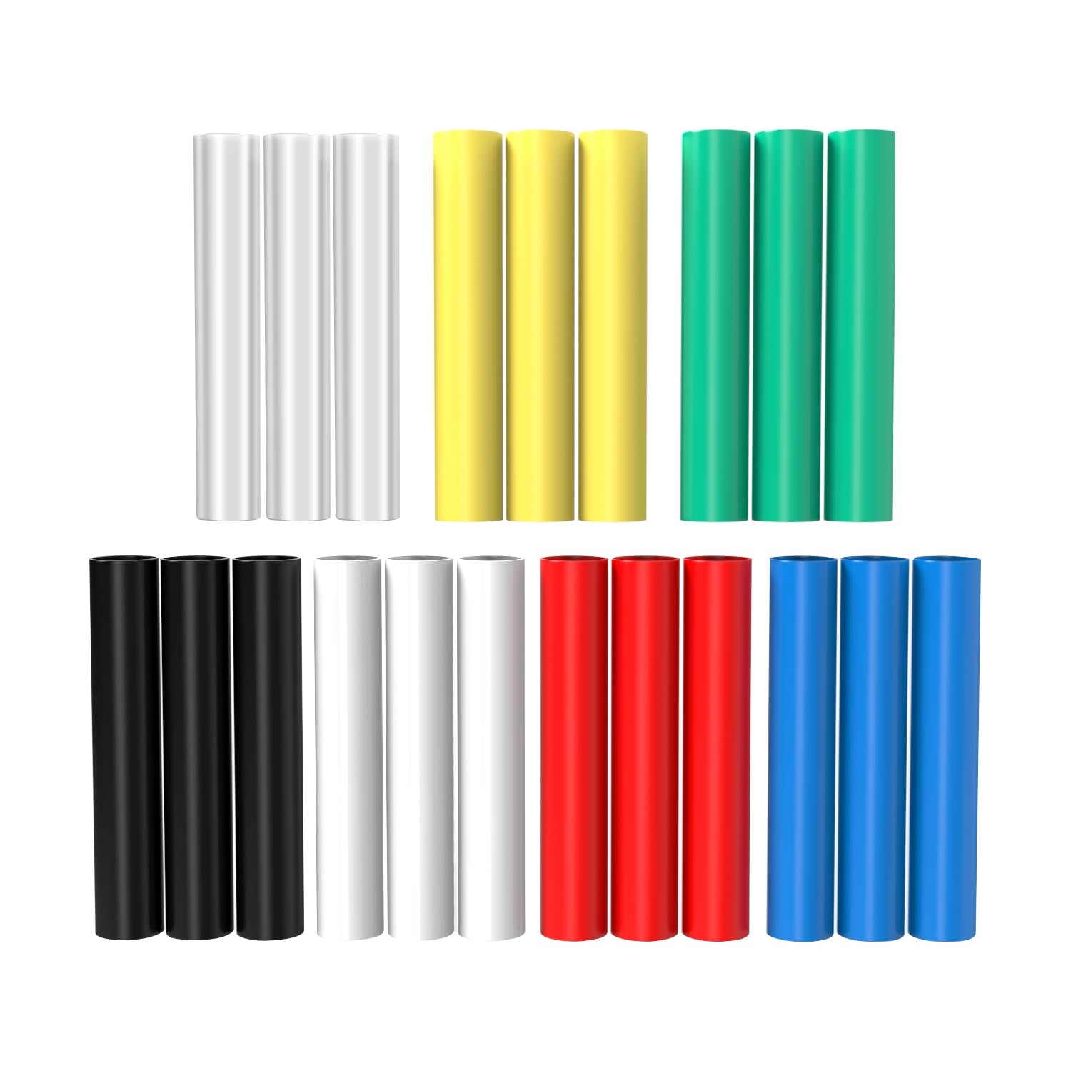 Aoje-Link Heat Shrink Tubing Kit, Heat Shrink Tubes Wire Wrap, Ratio 2:1 Electrical Cable Sleeve Assortment for Long Lasting Insulation Protection (ID 6mm, 7 Colors)21pcs Yellow,Blue,Green,White