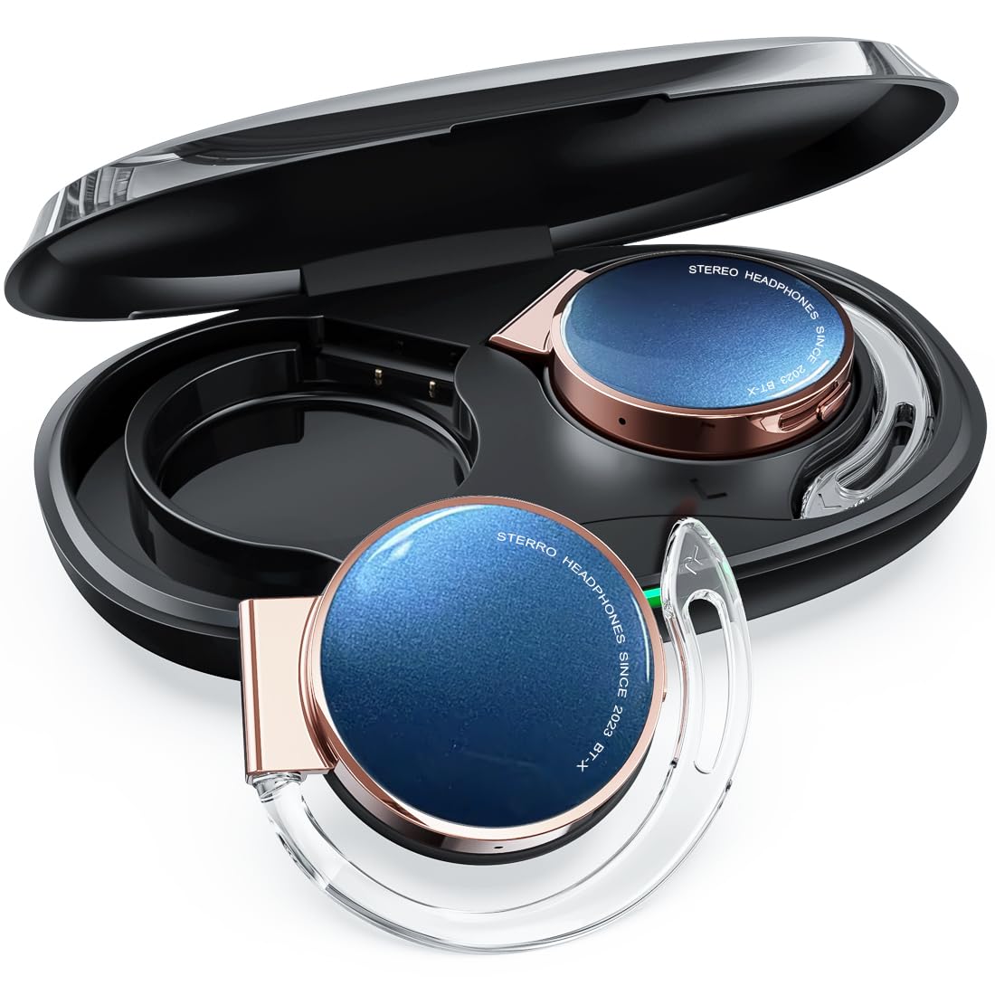 BEVCEFCCOpen Ear Earbuds Wireless Bluetooth 5.3 Clip on Earphones Wireless Earbuds with Ear Hooks on Ear Headphones Wireless Earbuds Bluetooth Earhooks with 4 Microphones Earphones Wireless for Work