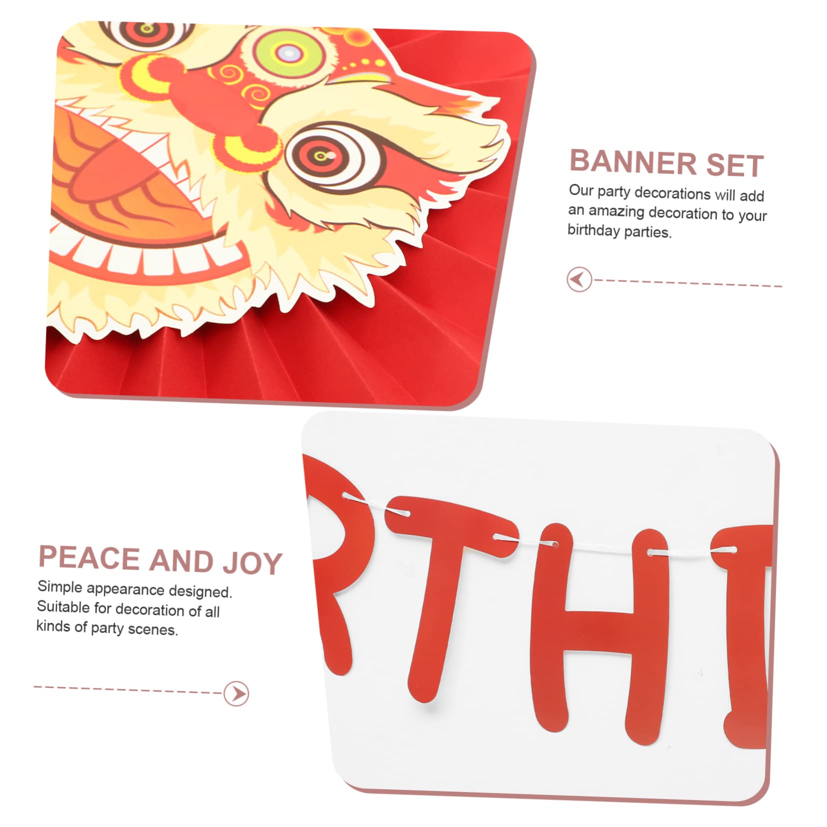 Ciieeo 5 Juegos conjunto de de danza del decoración de letras pancarta de cumpleaños decoración fiesta pancarta cumpleaños feliz banner estilo chino Papel rojo