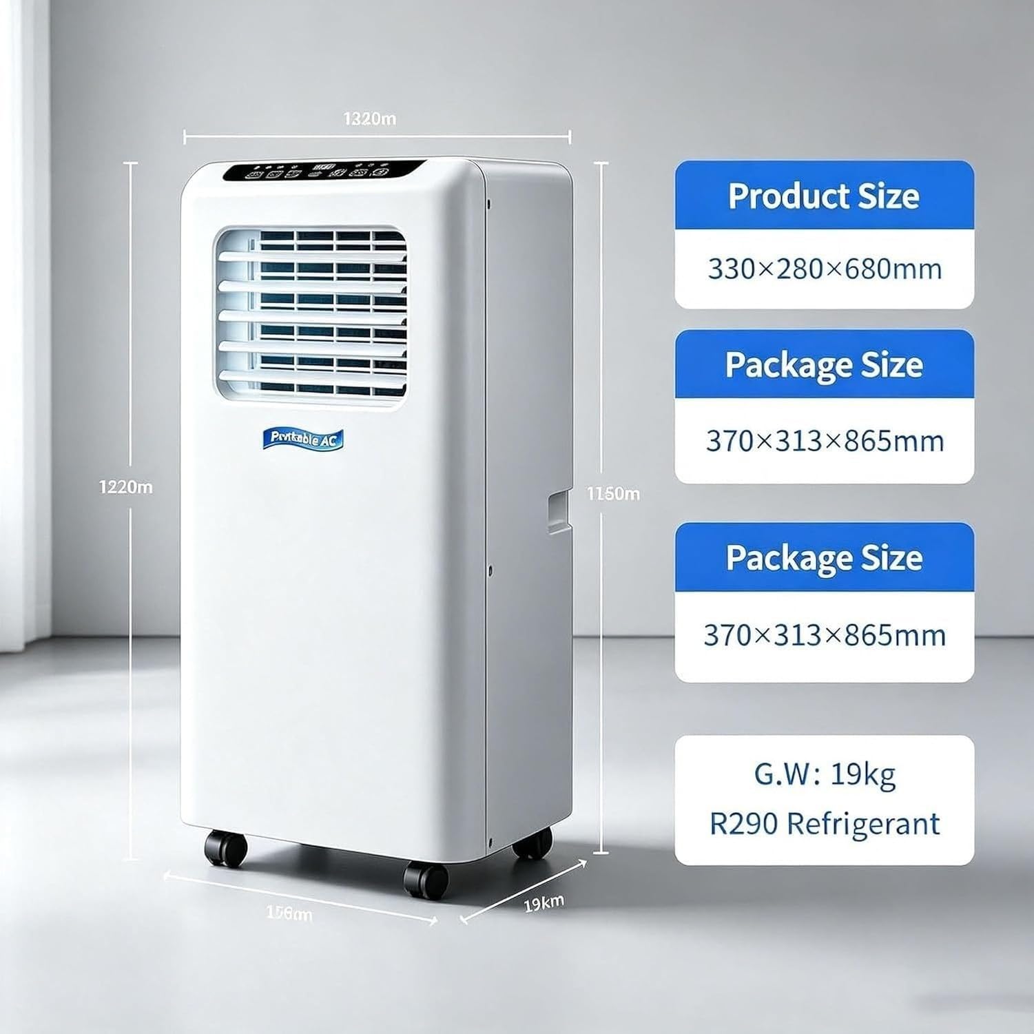 Aire Acondicionado Portátil 14000 BTU con Calor, 2 en 1 Frío y Calor para Habitación, Unidad AC Móvil con Ruedas Compacta y Autónoma, 5000 Btu, 5000 BTU