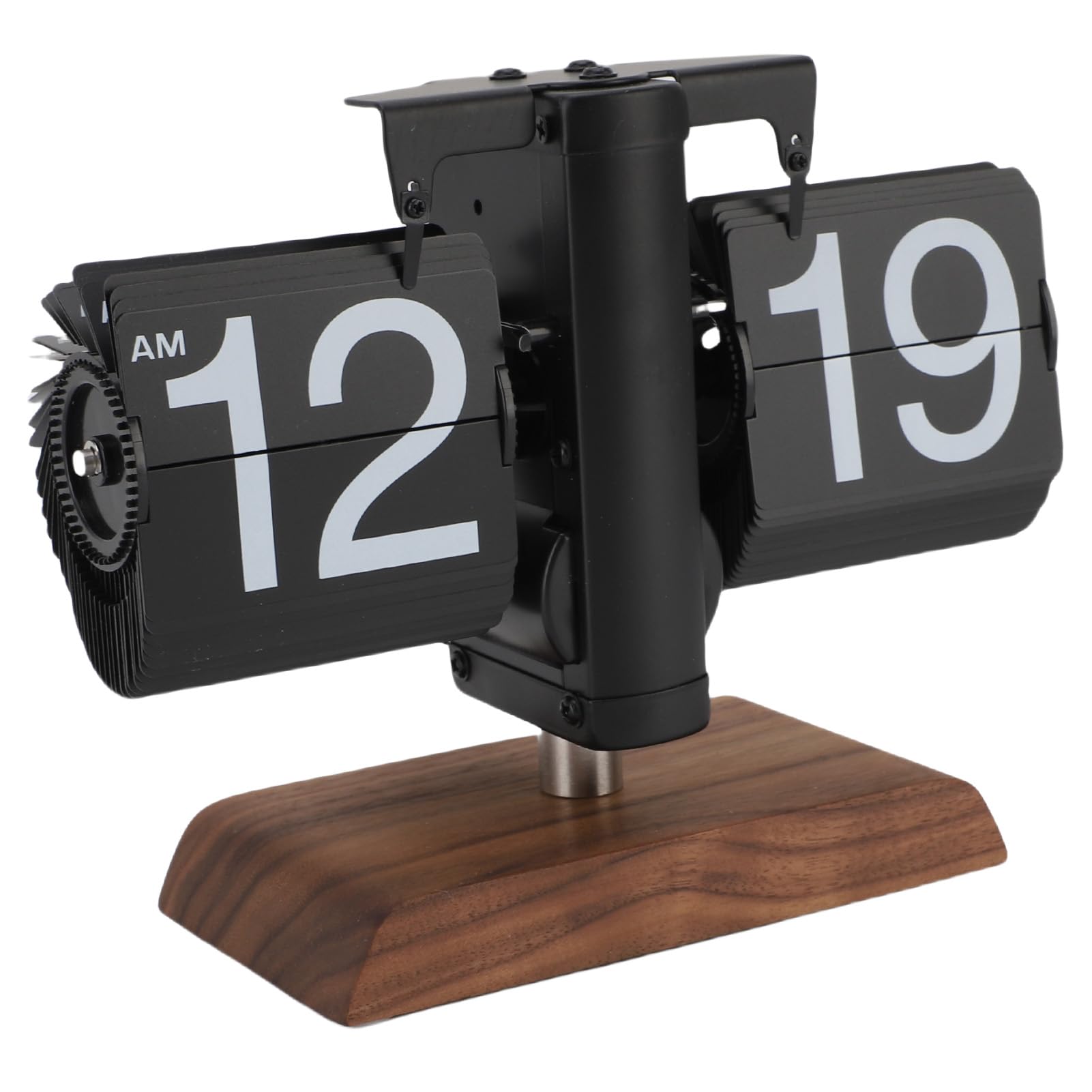Pissente Reloj Digital Abatible con Pilas, Base de Madera de Acero Inoxidable, Reloj de Escritorio Fácil de Leer para Sala de Estar, Oficina, Estudio, Artículo de Colección, Acero Inoxidable 304,