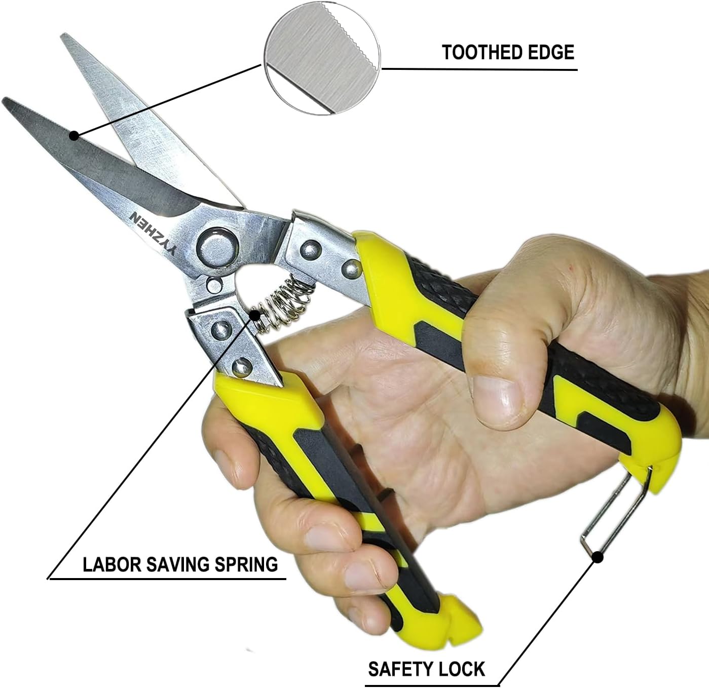 8.7 Inch Aviation Tin Snips, Heavy Duty Scissors, Metal Cutter with Stainless Steel Blade and Ergonomic Grips for Cardboard, Thin Iron, Wire, DIY Projects
