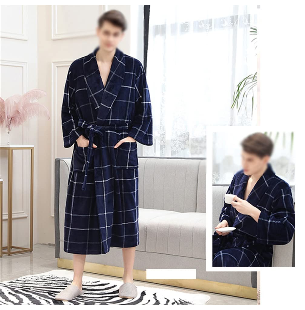 LMMSHA Męski długi, ciepły zimowy flanelowy szlafrok kimono Plus Size piżama dla miłośników kobiet
