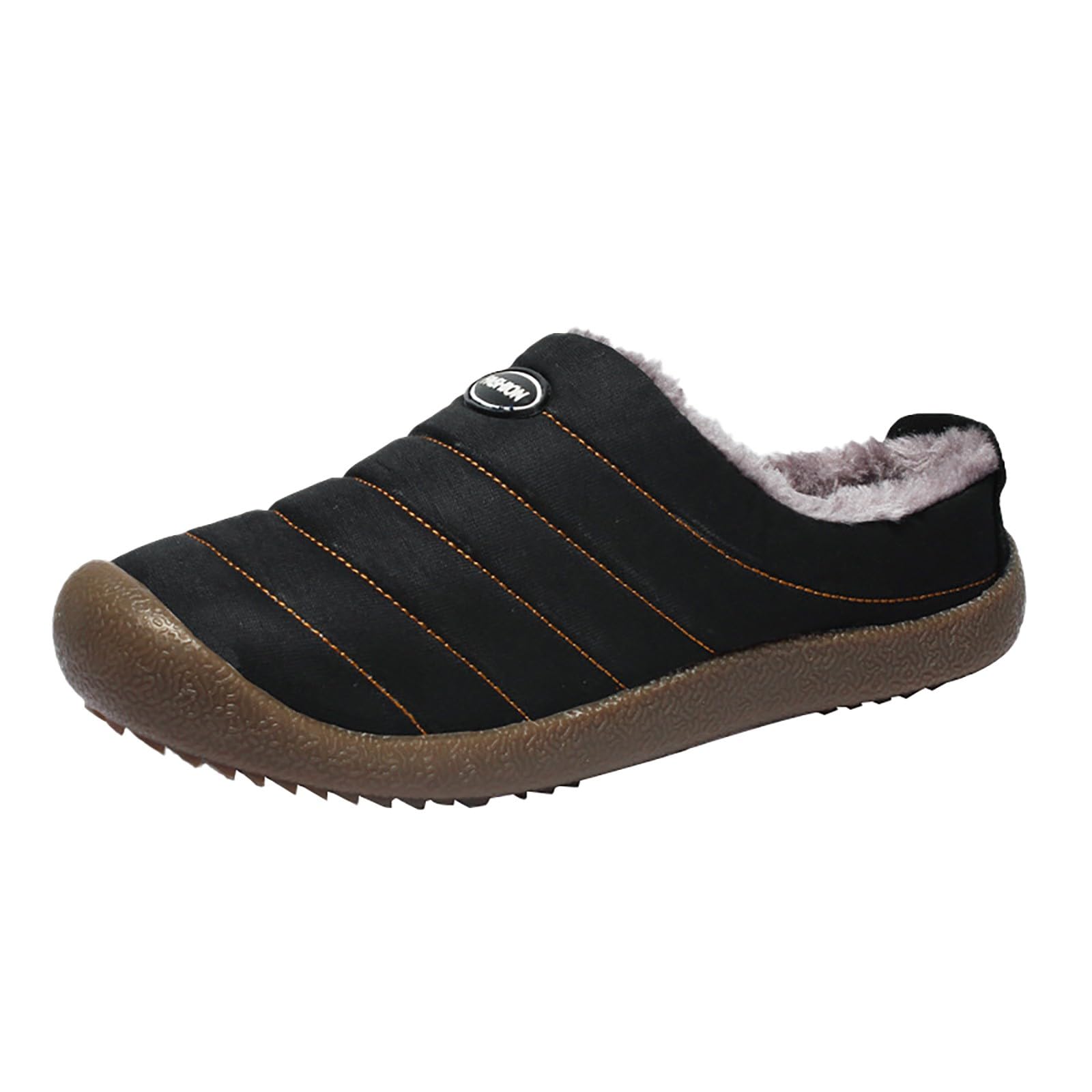Zapatillas de estar por casa para mujer con talón cerrado, zapatillas forradas cálidas, impermeables, para interiores y exteriores, con suela gruesa antideslizante, forro polar, zapatos de cabaña