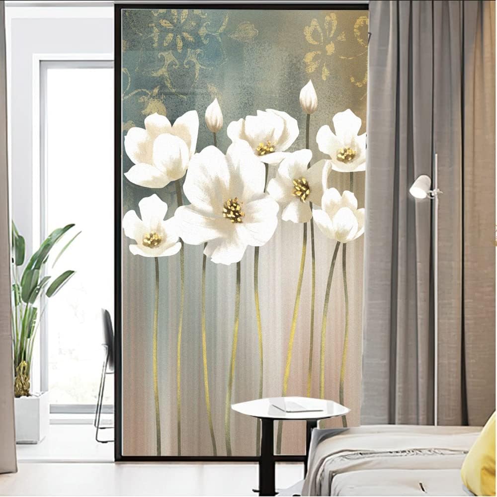 HEXEH Decorative Window Film Window Film Privacy Frosted Glass Sticker Flower Decoration Adhesive Sticker for Home Privacy Window Film (Size : 50x120cm)