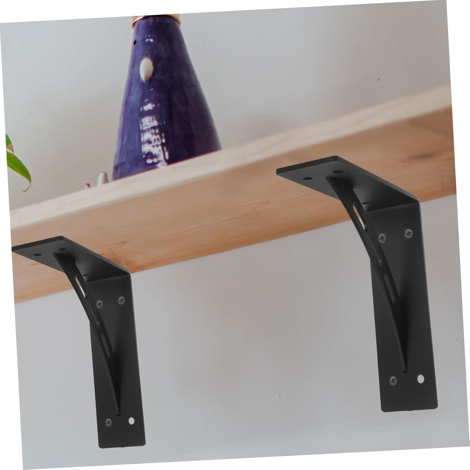 jojofuny Heavy Duty Metal Shelf Bracket Wall Mounted Support for Floating Shelves Sturdy Storage Solution for Kitchen and Living -Piece Set