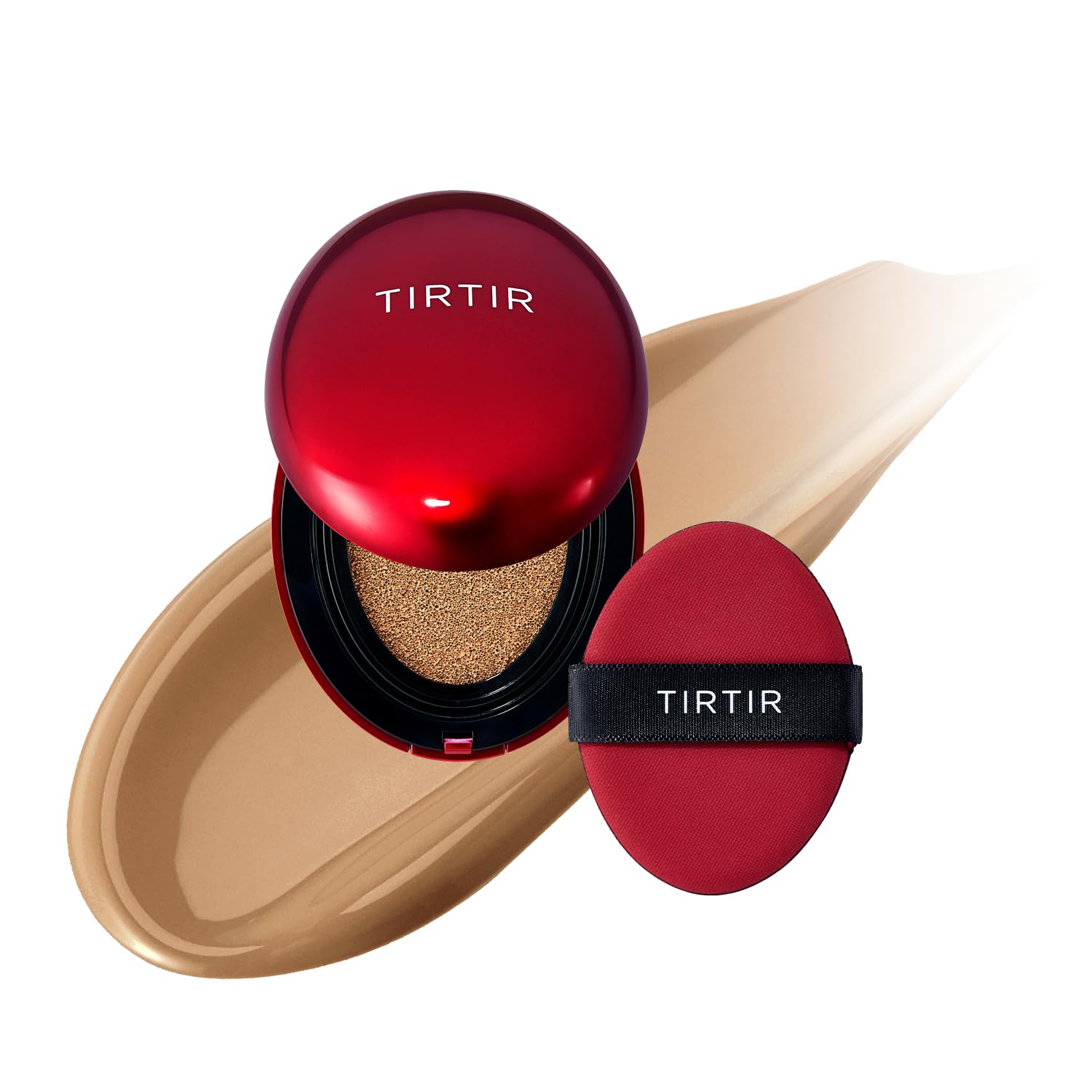 [*Mini Size*] TIRTIR Mask Fit Red Cushion Foundation | Full coverage, Weightless, Skin fit, Satin Glow Finish, Korean Makeup, beauty, Tattoo cover up, Buildable (#34W Toffee, 0.15 Fl Oz)