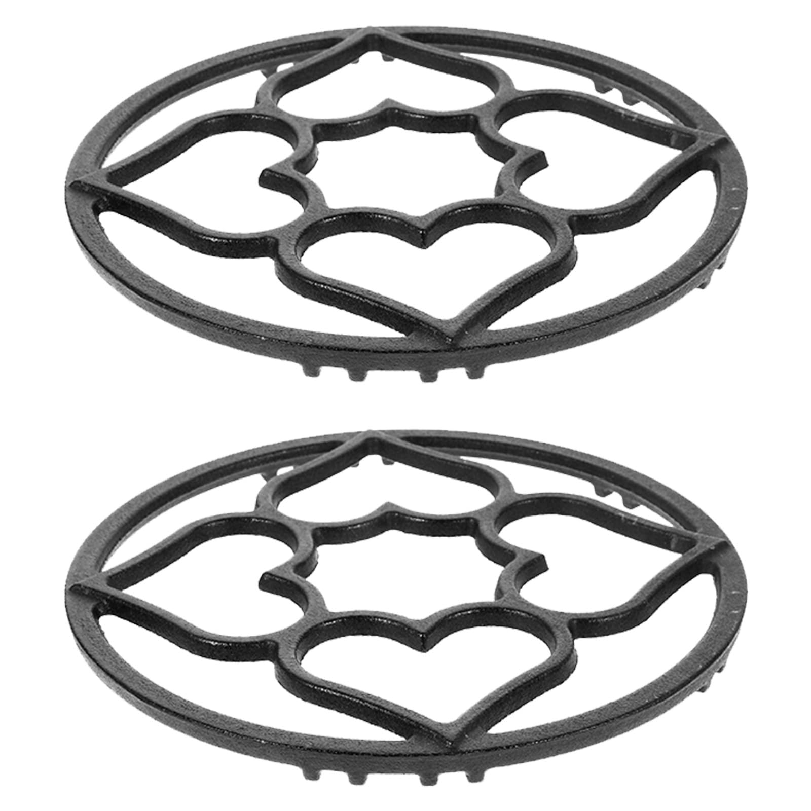 Lurrose Salvamanteles de hierro fundido de 2 piezas: Soporte para olla caliente de 19 cm (7,5") - Protector decorativo para encimera de cocina - Soporte resistente al calor para sartenes, ideal