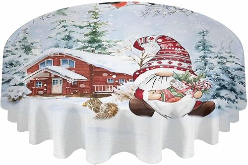 ZOE GARDEN Snowy Gnomes Round Tablecloth Waterproof & Stainproof Tablecloths, Wipeable Table Cloth Wrinkle-Free for DiningPartyWedding Winter ZOE GARDEN Snowy Gnomes Round Tablecloth Waterproof & Stainproof Tablecloths, Wipeable Table Cloth Wrinkle-Free for DiningPartyWedding Winter