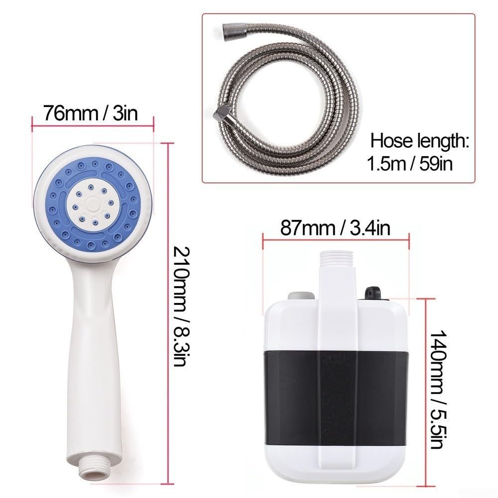 Doccia portatile compatta da campeggio, pompa elettrica ricaricabile USB con alta portata, perfetta per escursioni, viaggi e animali domestici