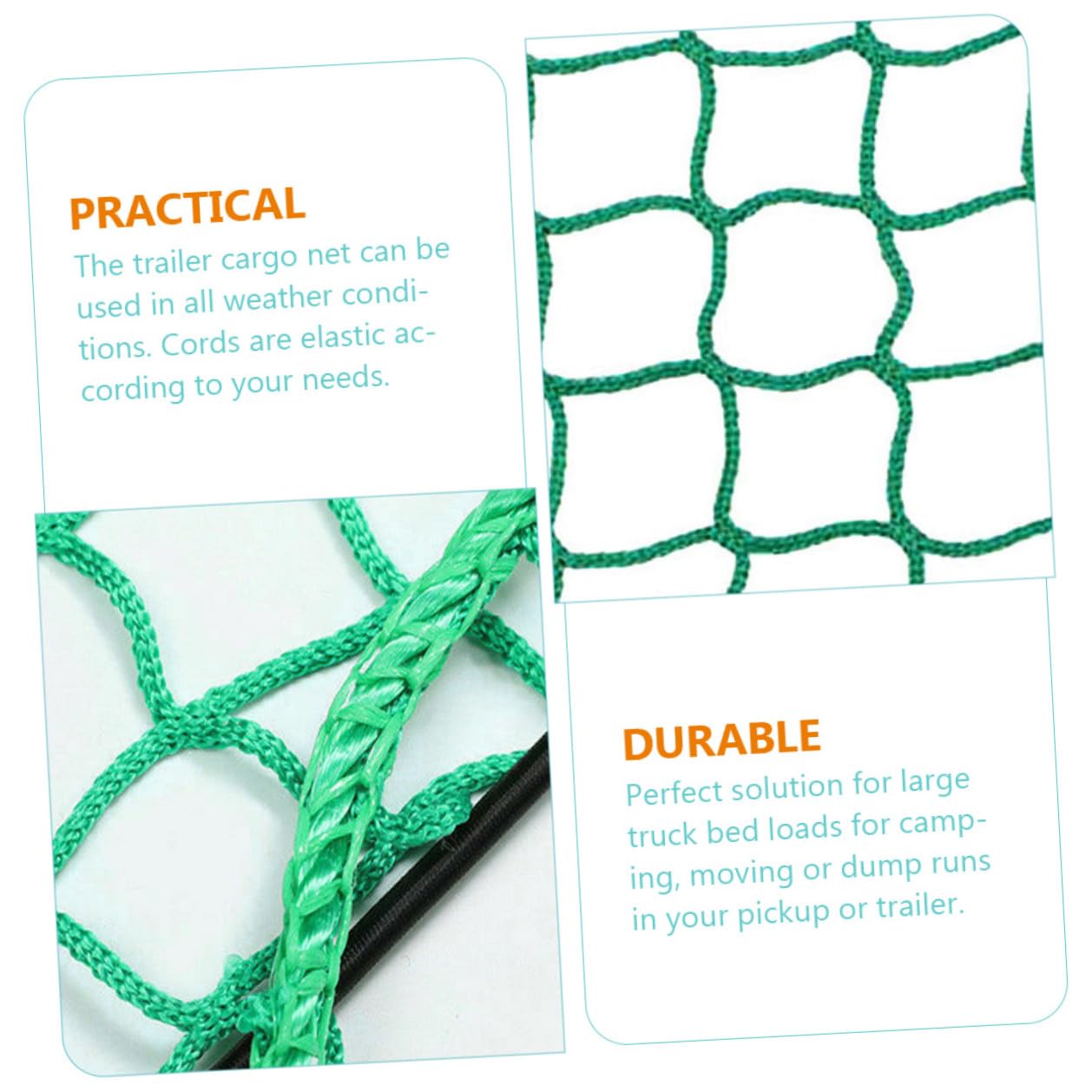 Abaodam Rete di Carico in Nylon per Camion e Rimorchio con Corde Elastiche e 15 Ganci, Resistente All'abrasione, per Trasporto Sicuro e Protezione Bagagli