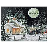 Northlight LED Fiber Optic Lighted Santa Claus Coming to Town Christmas Wall Art 15.75' x 12'