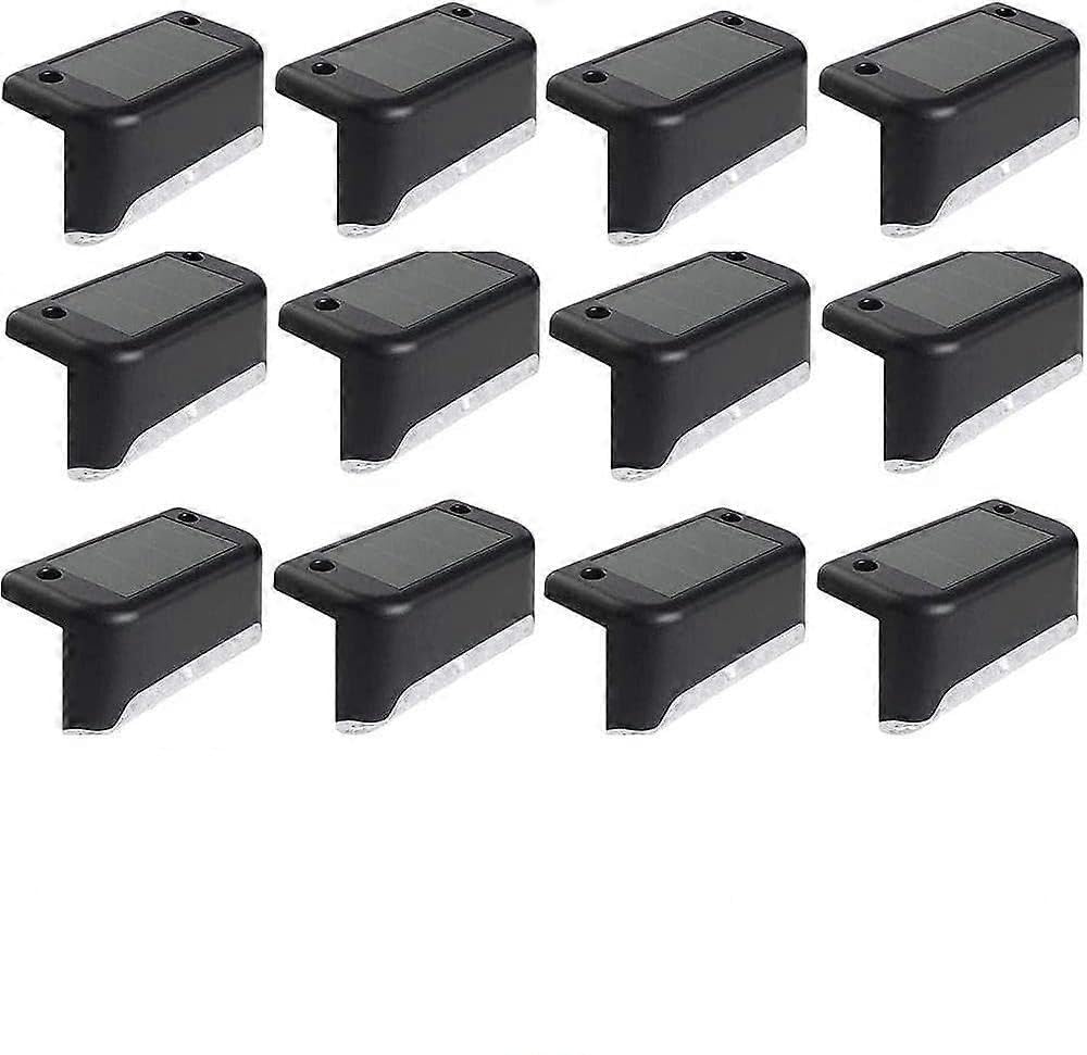 Joyhappst Image Color Waterproof Solar Fence Light, Solar Deck Light, Stair Light, Ip65 Led Solar Garden Lights For Patio Stair Fences (Warm Light-Black, 12 Pcs)