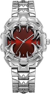 Men's Gothic Thorn Metal Quartz Watch with 3 Interchangeable Dials, Unique 3D Claw Stainless Steel Wrist Watch, Punk Hip Hop Fashion Waterproof Dress Watch with Gift Box & Link Remover Tool