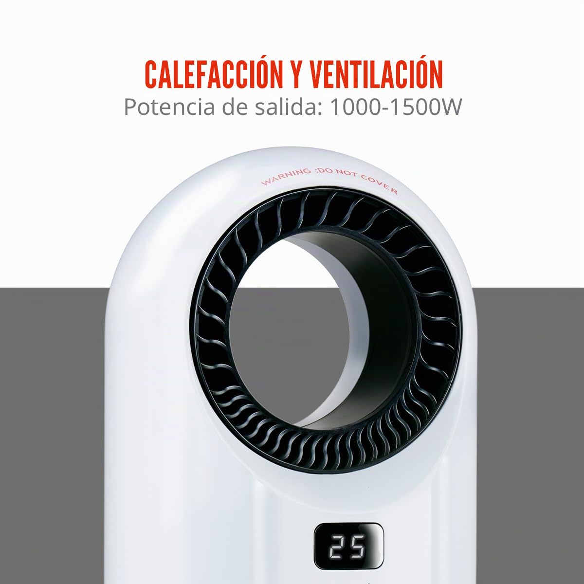 alpina Calefactor eléctrico y ventilador de 1500 W – Radiador de cerámica con temporizador y mando a distancia – Radiador oscilante con función de refrigeración y calefacción – 18 x 18 x 37 cm
