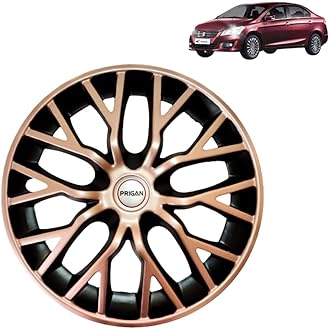 PRIGAN Ciaz Copper Black Wheel Cover 15 Inch for Maruti Ciaz (Set of 4 Pcs) (Press Fitting) Model- Phantom_Copper_15