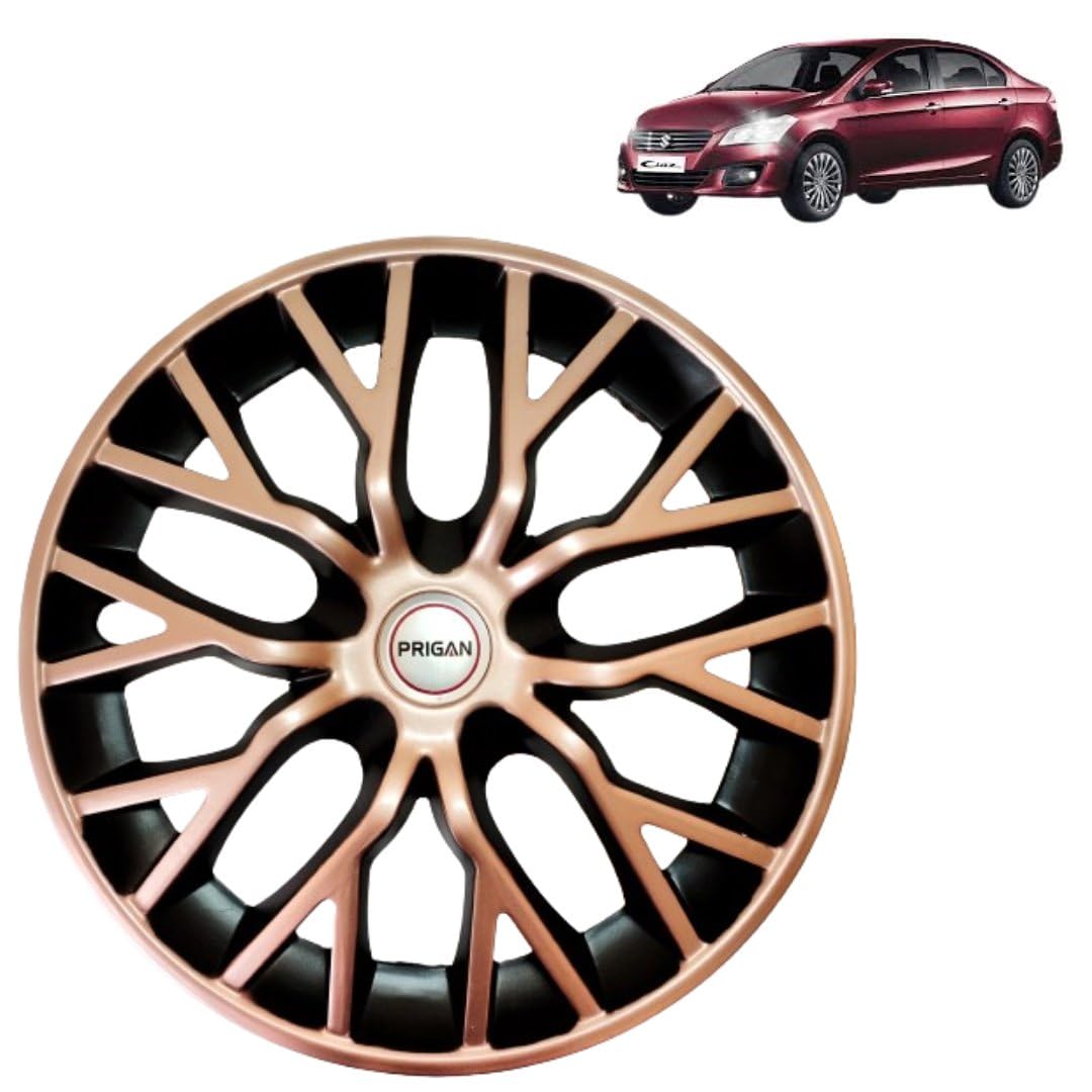 PRIGAN Ciaz Copper Black Wheel Cover 15 Inch for Maruti Ciaz (Set of 4 Pcs) (Press Fitting) Model- Phantom_Copper_15