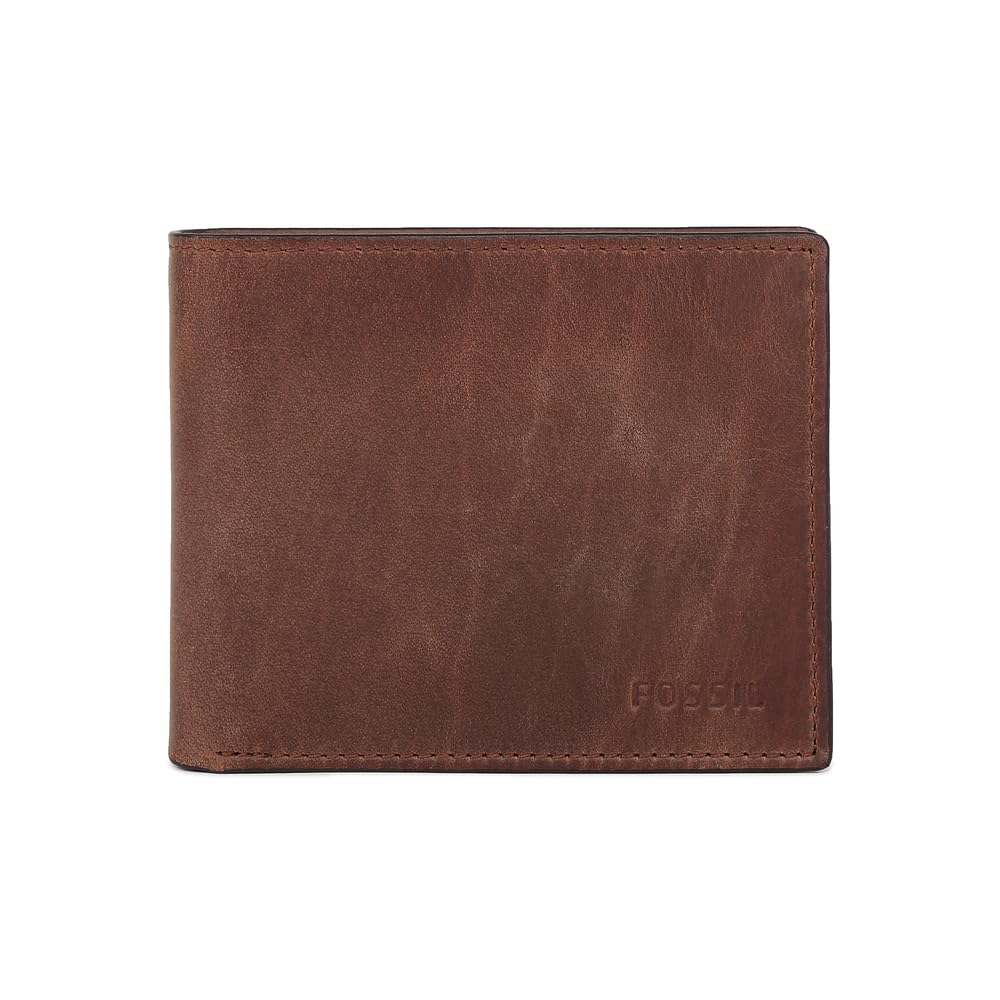 Fossil Wallet for Men Derrick, Leather Bifold brown 11.43 cm L x 1.9 cm W x 8.89 cm H ML3771200