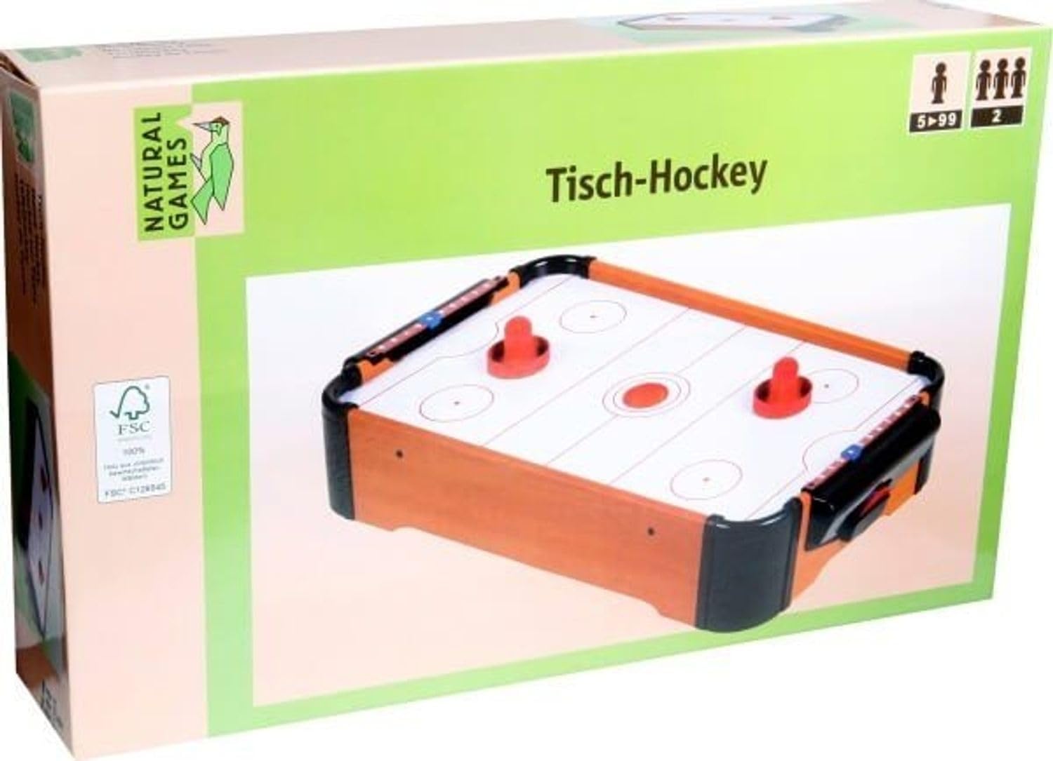 Natural Games Tisch-Hockey 51x31x10,5cm, Weiß, Braun, Rot, 11