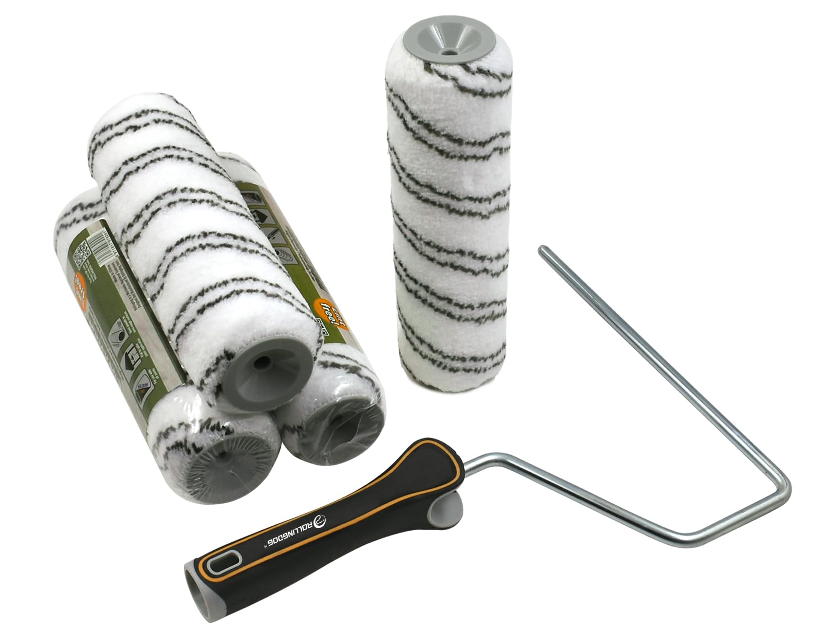 Rollingdog 9" Paint Roller 1/2"(12Mm)Nap 9" Masonry Paint Roller Set - 1/2”(12Mm) Nap Paint Roller Covers (4Pc) For Painting Rough Walls And Ceilings