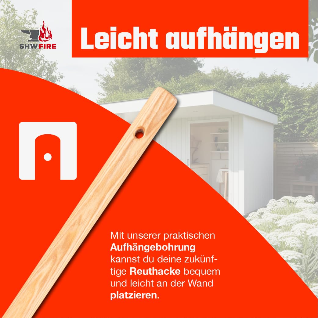 Karsthacke mit 3 Zinken - Geschmiedeter Stahl, 135cm langer Eschenholzstiel. Erleichtert die Gartenarbeit von SHW-FIRE