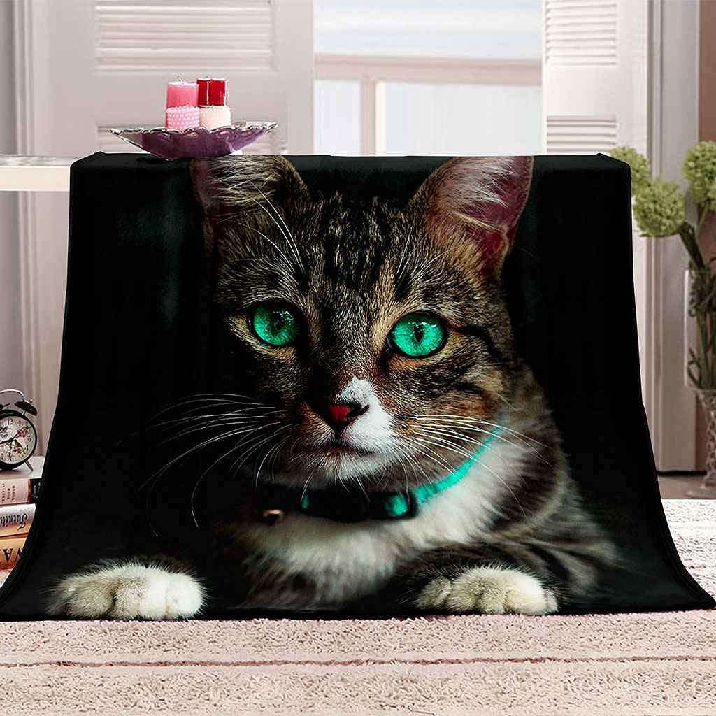 Couverture polaire chat chaude et douce en flanelle lavable pour frissons d'hiver
