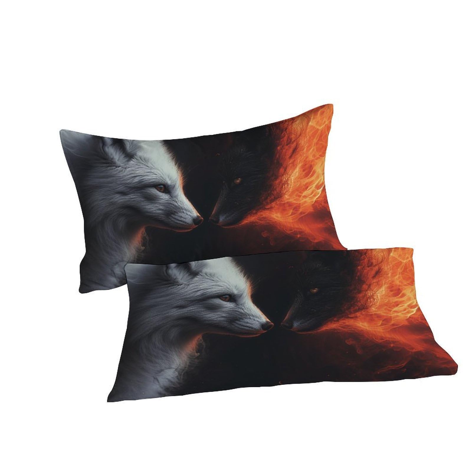 Volpe bianca e nerade Ropa De Cama 3D Niños 3 Piezas Microfibra 2 Funda De Almohada CremalleraKing（220x240cm）