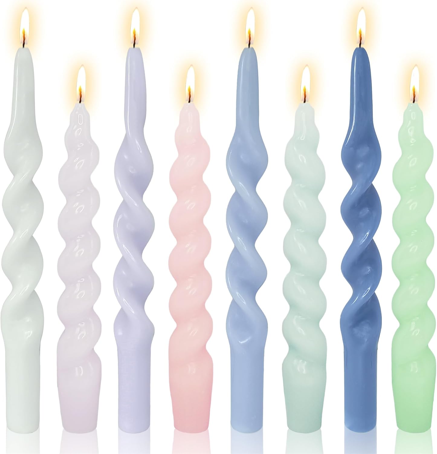 8pcs Colorful Spiral Candle Blue Taper Candlesticks - 7Inch Pink Tapered Candles Purple Candle Sticks Colorful Twisted Candles for Wedding Home Party Women Gift,Pack of 4