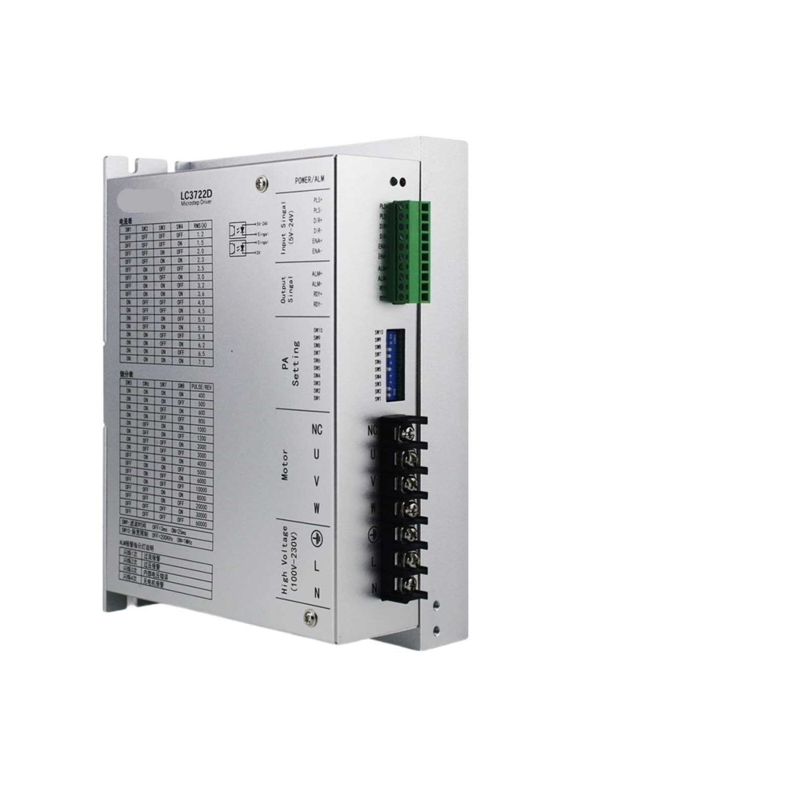 3-fazowy sterownik krokowy Nema42 Openloop AC110V ~ 280 V 7 A 400 ~ 60000 ppr AC silniki z otwartą pętlą sterowniki do robota przemysłowego