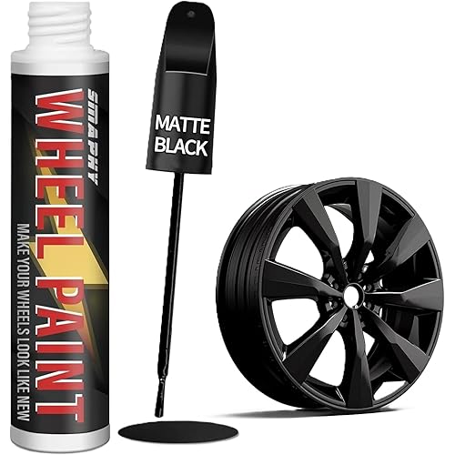SMAPHY Matte Black Rim Touch Up Paint, Flat Black Wheel Paint Pen for Metal, Enamel, Car Wheel Scratch Repair, Universal Satin Matte Black for rims, Black Car Rim paint for Wheel Curb Rash, Scratches
