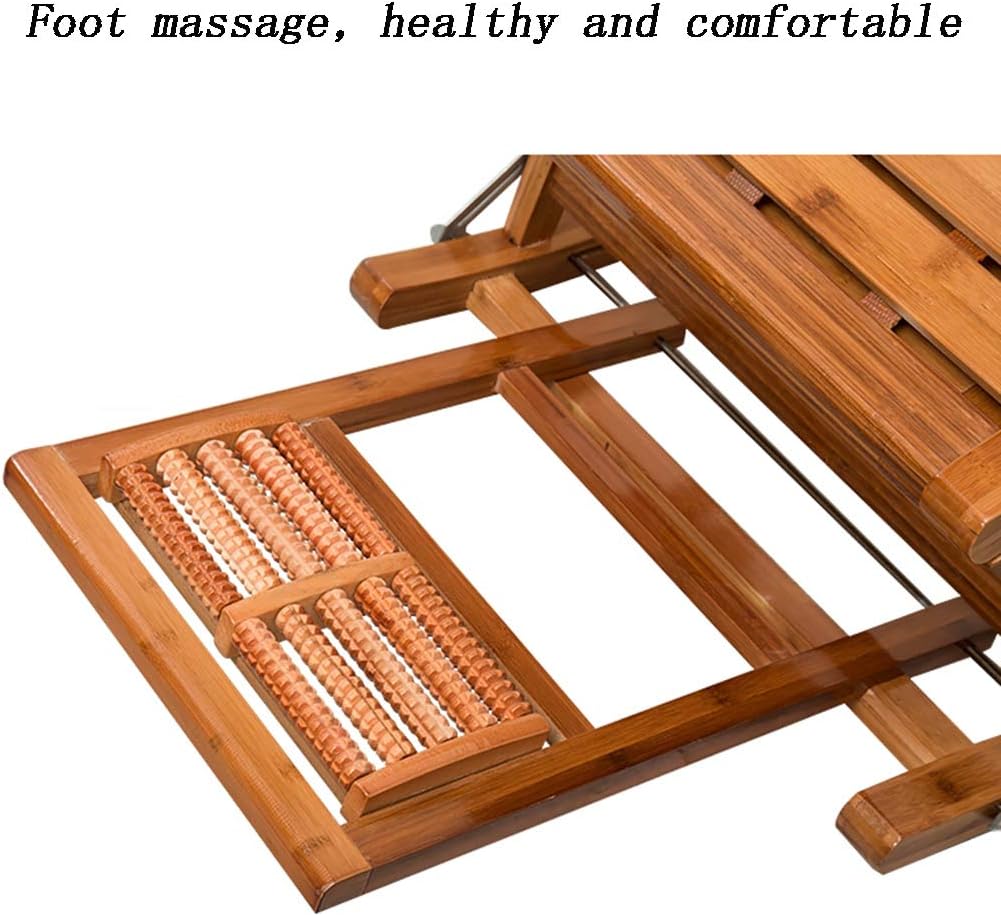 N / A Bamboo Rocking ChairFolding Chair, Portable Household Bamboo Rocking Chair, Adjustable Backrest with Foot Massage Ball Balcony Lounge Chair Sun Lounger