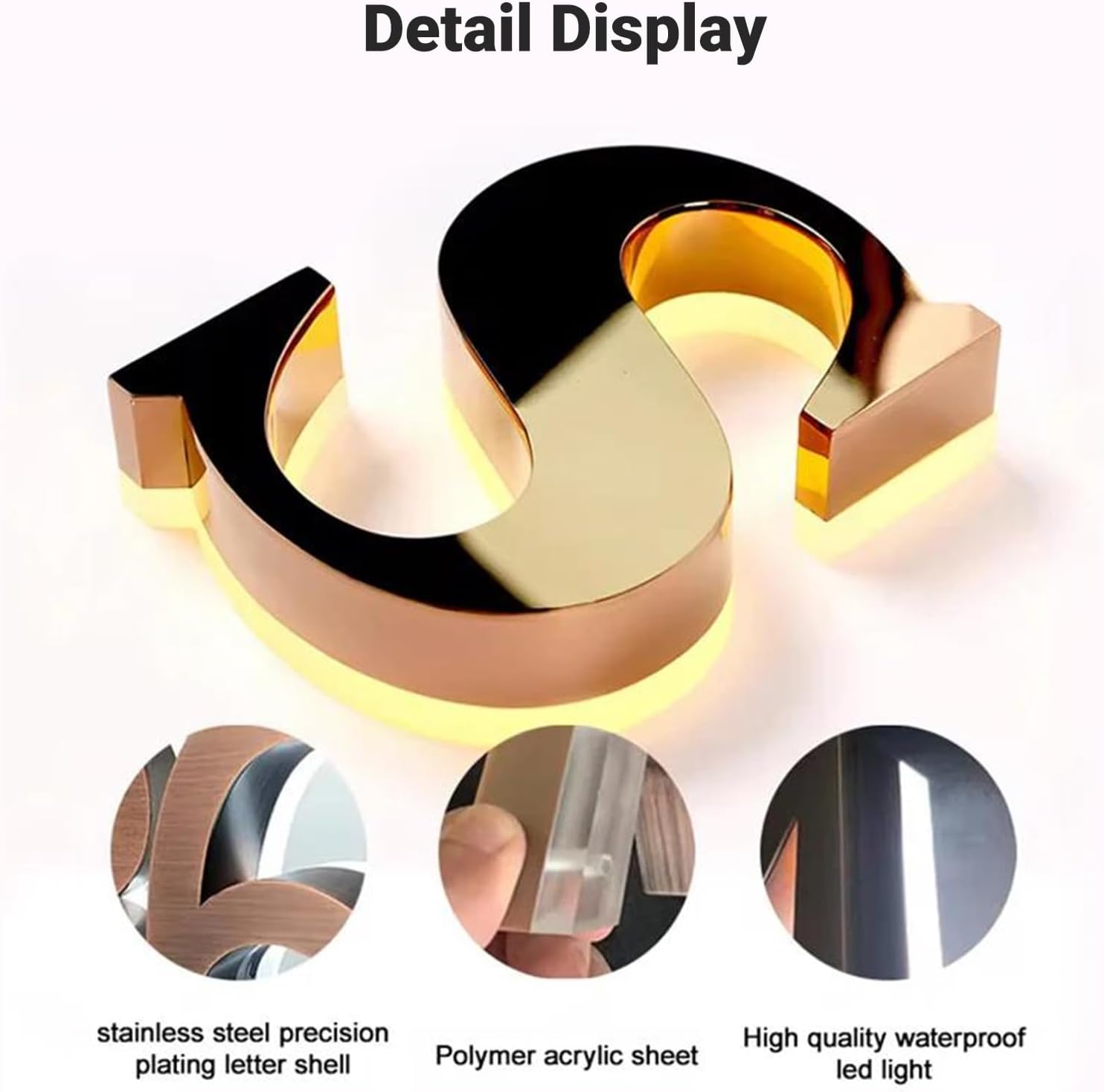 Large Custom Backlit Signage for Business, Handmade 3D Led illuminated Backlit Reverse Channel Letters, Custom Business Logo Sign for Office Salon Studio Storefront Building Party Bar Home Wedding
