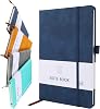 A5 Notebook, PU Leather Journal Notepad for Office School Home Business Writing & Note Taking 200 Pages 100 Sheets-Blue
